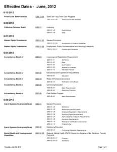 Effective Dates Report - June 2012