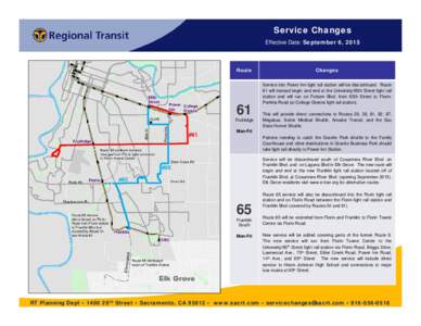 Service Changes Effective Date: September 6, 2015 Route  61