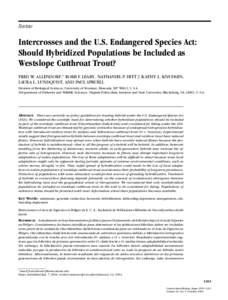 Review  Intercrosses and the U.S. Endangered Species Act: