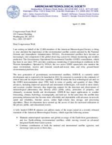 AMERICAN METEOROLOGICAL SOCIETY Headquarters: 45 Beacon Street, Boston, MA[removed]U.S.A[removed]Washington Office: 1120 G Street, N.W., Suite 800, Washington, D.C[removed]-9006 Keith L. Seitter, Execu