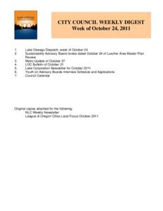 CITY COUNCIL WEEKLY DIGEST Week of October 24, [removed].