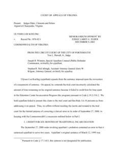 COURT OF APPEALS OF VIRGINIA Present: Judges Elder, Clements and Felton Argued at Chesapeake, Virginia ULYSSES LEE KEELING v.
