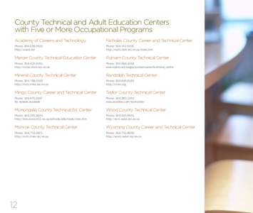 County Technical and Adult Education Centers with Five or More Occupational Programs  Academy of Careers and Technology