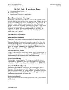 North Coast Hydrologic Region Hayfork Valley Groundwater Basin Hayfork Valley Groundwater Basin • •