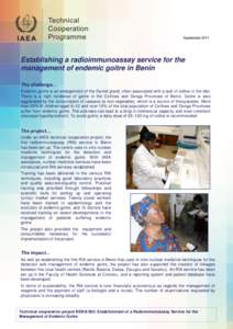 September 2011 September 2010 Establishing a radioimmunoassay service for the management of endemic goitre in Benin The challenge…
