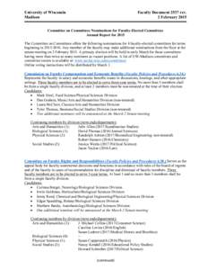 University of Wisconsin Madison Faculty Document 2537 rev. 2 February 2015