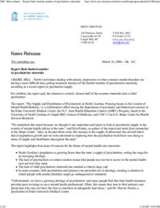 UNC News release -- Report finds limited number of psychiatri...