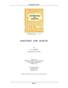 Knotting For Scouts  The Patrol Books . No. 6 KNOTTING FOR SCOUTS by