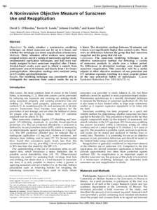 722  Cancer Epidemiology, Biomarkers & Prevention A Noninvasive Objective Measure of Sunscreen Use and Reapplication