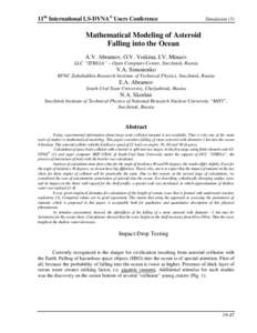 11th International LS-DYNA® Users Conference  Simulation (5) Mathematical Modeling of Asteroid Falling into the Ocean