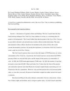 Int. No[removed]By Council Members Williams, Mark-Viverito, Mendez, Lander, Cabrera, Jackson, Arroyo, Barron, Brewer, Chin, Comrie, Dickens, Dromm, Ferreras, Foster, Garodnick, James, King, Koppell, Lappin, Levin, Palma, R