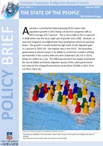 POLICY BRIEF  Australian Population & Migration Research Centre Vol. 2 No. 1  THE STATE OF THE PEOPLE