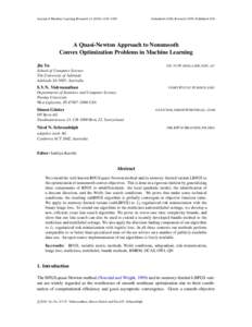 Journal of Machine Learning Research1200  Submitted 11/08; Revised 11/09; Published 3/10 A Quasi-Newton Approach to Nonsmooth Convex Optimization Problems in Machine Learning