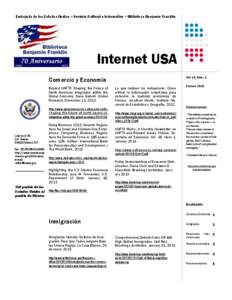 Embajada de los Estados Unidos • Servicio Cultural e Informativo • Biblioteca Benjamín Franklin  Internet US SA Vol. 13, Núm. 2