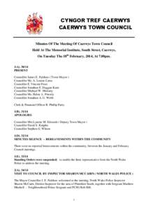 CYNGOR TREF CAERWYS CAERWYS TOWN COUNCIL Minutes Of The Meeting Of Caerwys Town Council