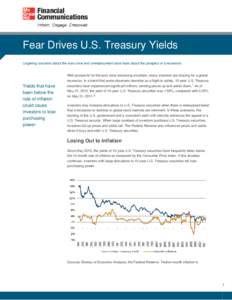Fear Drives U.S. Treasury Yields Lingering concerns about the euro zone and unemployment raise fears about the prospect of a recession. With prospects for the euro zone becoming uncertain, many investors are bracing for 