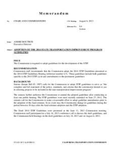 Memorandum To: CHAIR AND COMMISSIONERS  CTC Meeting: