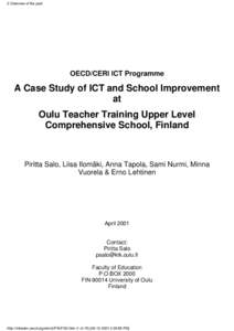 2 Overview of the past  OECD/CERI ICT Programme A Case Study of ICT and School Improvement at