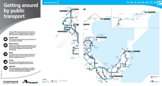 15, 16, 19, 24, 25, 26, 27, 30  Bus route map