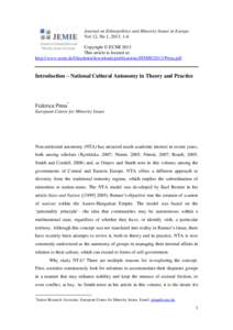 Journal on Ethnopolitics and Minority Issues in Europe Vol 12, No 1, 2013, 1-6 Copyright © ECMI 2013 This article is located at: http://www.ecmi.de/fileadmin/downloads/publications/JEMIE/2013/Prina.pdf