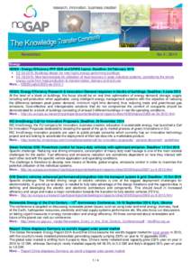 Newsletter  No[removed]Energy H2020 - Energy Efficiency PPP EEB and SPIRE topics. Deadline: 04 February 2015
