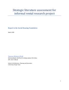 Strategic literature assessment for  informal rental research project       