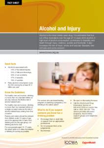 FACT SHEET  Alcohol and Injury Alcohol is the most widely used drug. It is estimated that four out of five Australians over the age of 14 years drink alcohol. A high level of alcohol consumption contributes to disability