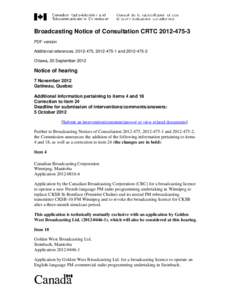 Broadcasting Notice of Consultation CRTC 200X-X-X