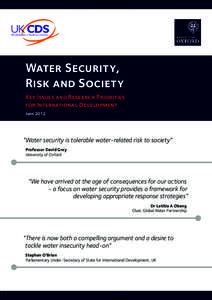 Key Issues and Research Priorities for International Development  Water Security, Risk and Society Key Issues and Research Priorities for International Development