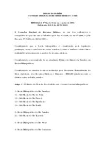 ESTADO DA PARAÍBA CONSELHO ESTADUAL DE RECURSOS HÍDRICOS – CERH RESOLUÇÃO Nº 02, de 05 de novembro dePublicada D.O.E. deO