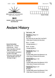 2012 HSC Exam – Ancient History