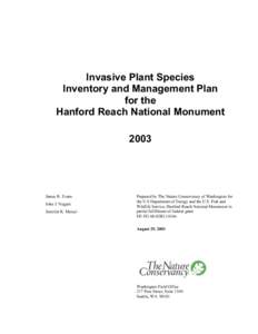Invasive Plant Species Inventory and Management Plan for the Hanford Reach National Monument 2003