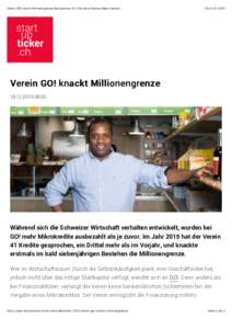 Verein GO! knackt Millionengrenze Startupticker.ch | The Swiss Startup News channel