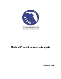 Medical Education Needs Analysis  November 2004 TABLE OF CONTENTS