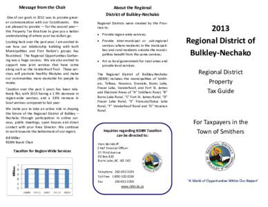 2013 Tax Brochure - Town of Smithers 3 Fold - use for 2013.pub