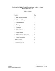 The AMPLATZER® Septal Occluder and Delivery System Instructions for Use Table of Contents Section