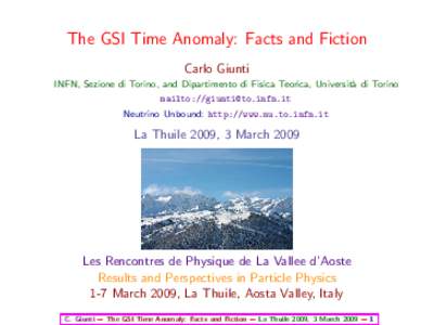 The GSI Time Anomaly: Facts and Fiction�erved@d = *@let@token
