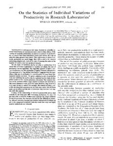 PROCEEDINGS OF THE IRE[removed]the Statistics of Individual Variations Productivity in Research Laboratories*