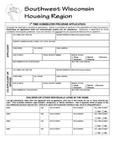 First-time Homebuyer Program Application