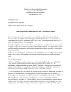 State Charter School Commission Set to Deny Virtual School Proposal - News Release June 7, 2013