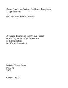 Some Quaint & Curious & Almost Forgotten Trig Functions #80 of Gottschalk’s Gestalts A Series Illustrating Innovative Forms of the Organization & Exposition