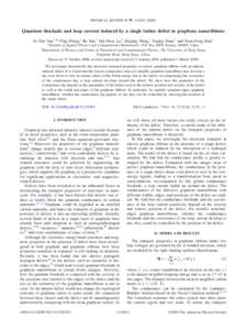 PHYSICAL REVIEW B 79, 115403 共2009兲  Quantum blockade and loop current induced by a single lattice defect in graphene nanoribbons Jie-Yun Yan,1,* Ping Zhang,1 Bo Sun,1 Hai-Zhou Lu,2 Zhigang Wang,1 Suqing Duan,1 and X