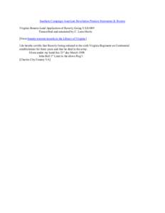 Southern Campaign American Revolution Pension Statements & Rosters Virginia Bounty-Land Application of Raverly Going VAS1089 Transcribed and annotated by C. Leon Harris [From bounty-warrant records in the Library of Virg