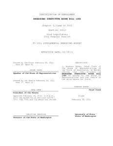 CERTIFICATION OF ENROLLMENT ENGROSSED SUBSTITUTE HOUSE BILL 1086 Chapter 5, Laws of[removed]partial veto) 62nd Legislature 2011 Regular Session