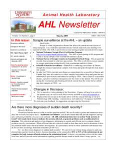 Animal Health Laboratory  AHL Newsletter Canada Post Publications number[removed]March, 2009