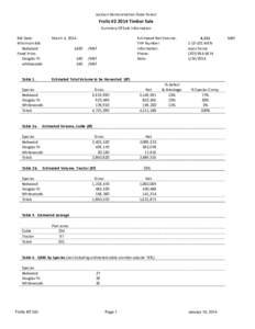 Jackson Demonstration State Forest  Frolic #[removed]Timber Sale Summary Of Sale Information Bid Date: Minimum Bid: