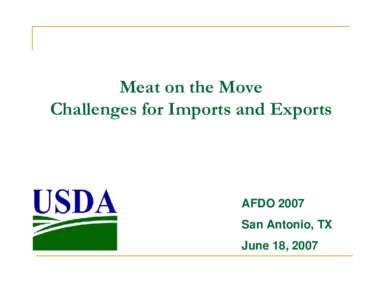 Importing Meat and Poultry Products Into the United States