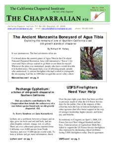 May 31, 2008 Volume 5, Issue 1 The California Chaparral Institute The Chaparralian #26