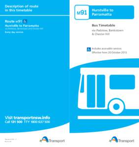 Description of route in this timetable Route M91 M91