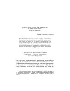 APORTACIONES DE HÉCTOR FIX-ZAMUDIO AL DERECHO PROCESAL CONSTITUCIONAL*